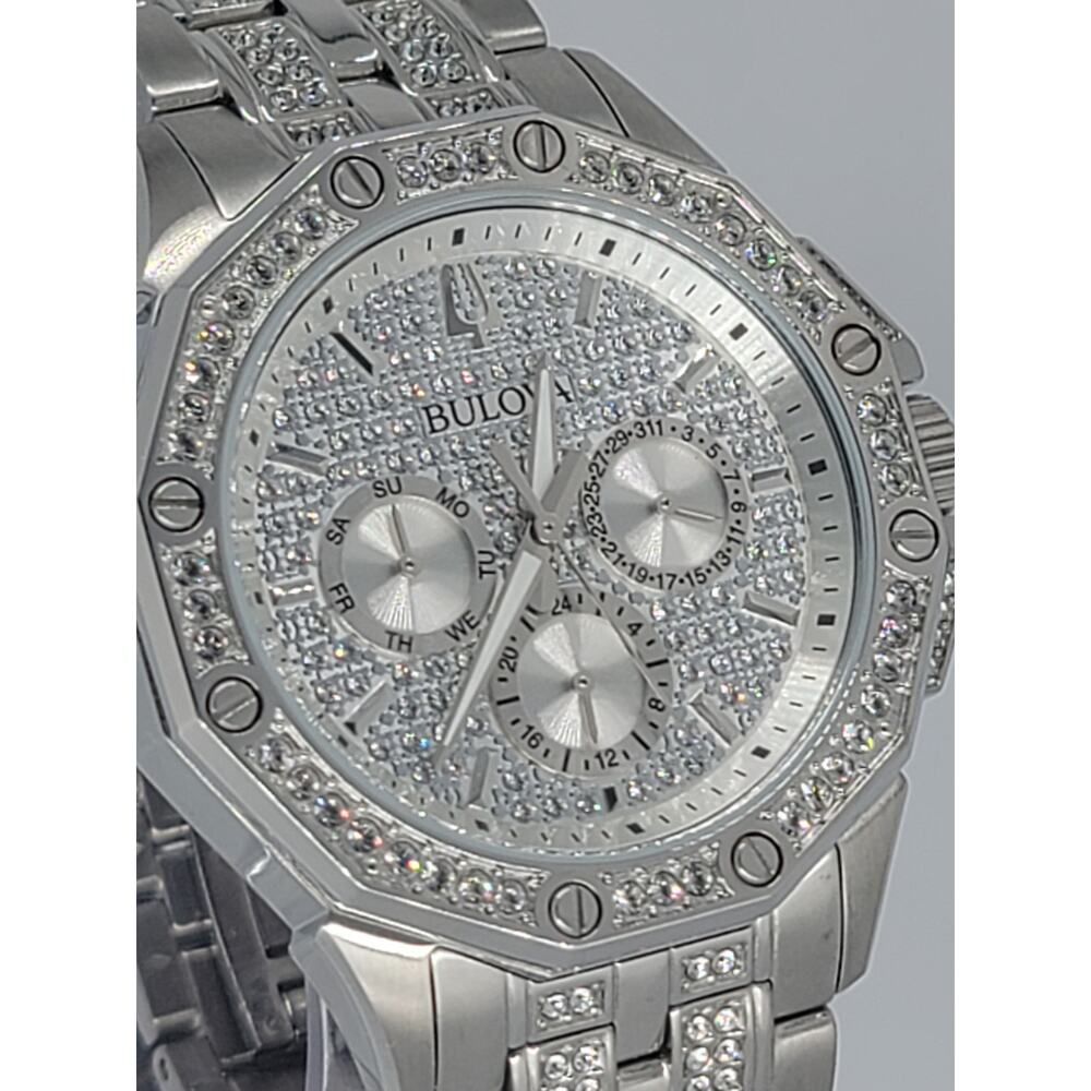Bulova Octava Stainless Steel Swarovski Crystals Mens 42mm Watch Model